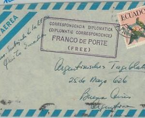 74445 - ECUADOR - POSTAL HISTORY -  DIPLOMATIC COVER to ARGENTINA  -  BIRDS
