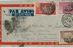 44854 - IVORY COAST Ivory Coast - POSTAL HISTORY: AIRMAIL COVER to FRANCE 1936