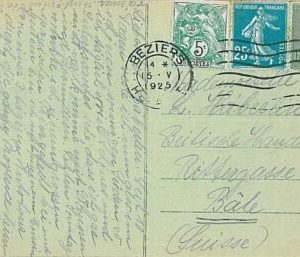 14066 - FRANKREICH - POSTGESCHICHTE - MISCHFRANKIERUNG auf Postkarte in die...
