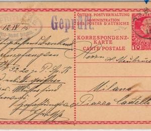 50594  - CZECHOSLOVAKIA Austria- POSTAL STATIONERY CARD from Tissa to ITALY 1915