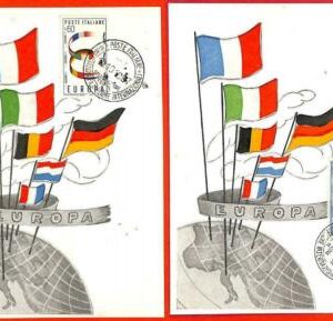 aa3368 - ITALIEN - POSTGESCHICHTE - Satz mit 2 Maximumkarten 1957 EUROPA CEPT