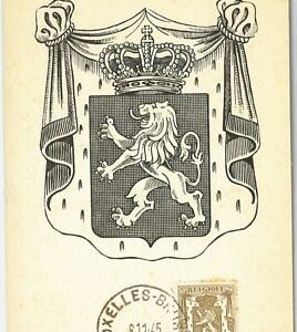 57020 - BELGIEN - POSTGESCHICHTE: MAXIMUM KARTE 1945 - HERALDRY Lions ROYALTY