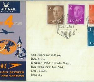 87375 - SPAIN - Postal History - FIRST FLIGHT:  BOAC London - Santiago 1960