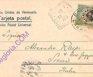 ad6384 - VENEZUELA - Postal History -  OFFICIAL stamp on POSTCARD to ITALY 1906