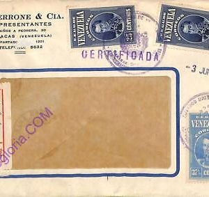ad6420  - VENEZUELA - Postal History - REGISTERED AIRMAIL cover  1939