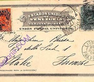 ad6391 - VENEZUELA - Postal History - Yvt 71 +72 on POSTCARD to ITALY - PAQUEBOT