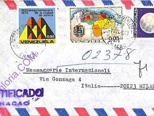 ad6398 - VENEZUELA - Postal History - REGISTERED AIRMAIL  to ITALY 1973  Space
