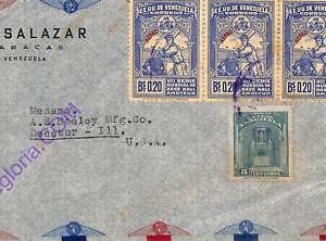 ad6418 - VENEZUELA - Postal History - CENSORED airmail Cover 1940s BASEBALL
