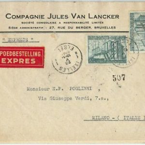 57996 - BELGIUM Belgium - POSTAL HISTORY: EXPRESS COVER to ITALY - 1949
