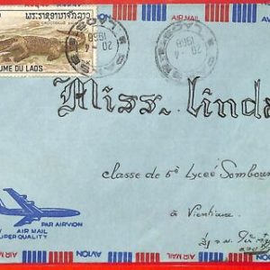 aa6298 - LAOS - Postal History - AIRMAIL COVER from PAKSE 1968 Crocodile