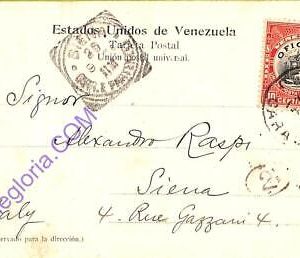 ad6385 - VENEZUELA - Postal History -  OFFICIAL stamp on POSTCARD to ITALY 1906