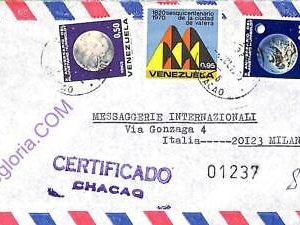 ad6399 - VENEZUELA - Postal History - REGISTERED AIRMAIL  to ITALY 1973  Space