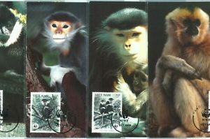 72865 - VIETNAM - Postal History - Set of 4 MAXIMUM CARD: WWF Monkeys 1987