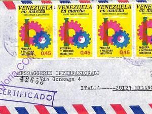 ad6405 - VENEZUELA - Postal History - REGISTERED AIRMAIL cover to ITALY  1970's