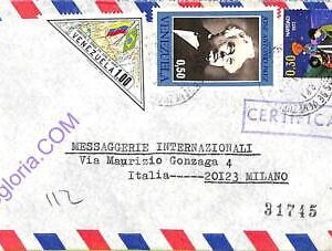ad6408 - VENEZUELA - Postal History - REGISTERED AIRMAIL to ITALY 1973 Music