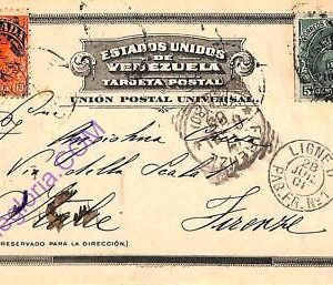 ad6390 - VENEZUELA - Postal History - Yvt 71 +72 on POSTCARD to ITALY - PAQUEBOT