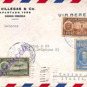 ad6414 - VENEZUELA - Postal History -  AIRMAIL COVER to ITALY 1939
