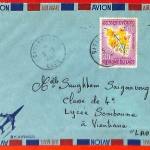 aa6367 - LAOS - Postal History - AIRMAIL COVER from SAVANNAKHET 1968 Orchids