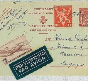 36795 - BELGIUM - POSTAL HISTORY - STATIONERY CARD airmail to SPAIN 1946