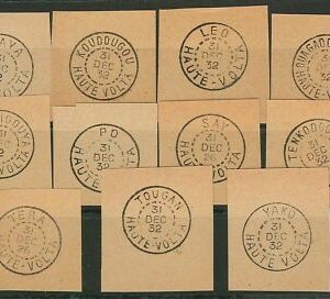 44845 - IVORY COAST Ivory Coast - POSTAL HISTORY - Small lot CUT-OUT POSTMARK