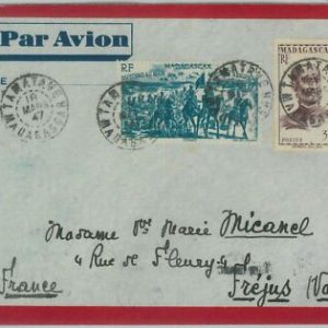 80985 - MADAGASCAR - POSTAL HISTORY - AIRMAIL COVER to FRANCE 1947