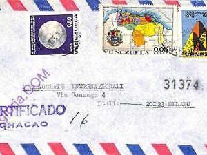 ad6400 - VENEZUELA - Postal History - REGISTERED AIRMAIL  to ITALY 1973  Space