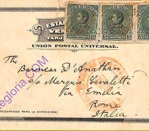 ad6389 - VENEZUELA - Postal History - Red Postmark on POSTCARD to ITALY 1902