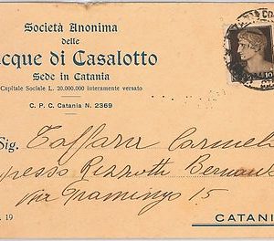 44348   CARTOLINA d'Epoca - CATANIA Città - PUBBLICITARIA : Acque di Casalotto