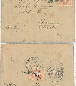 AUSTRIA:  storia postale - BUSTA per TOLENTINO - "LETTERA ARRIVATA PER MARE"