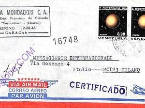ad6407 - VENEZUELA - Postal History - REGISTERED AIRMAIL to ITALY 1973 Space
