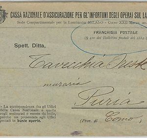 ITALIA REGNO storia postale: BUSTA  spedita in FRANCHIGIA  - BELLA