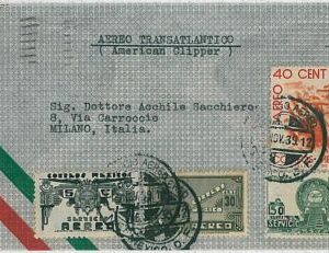 37531  MEXICO -  POSTAL HISTORY:  COVER to ITALY via TRANSATLANTIC CLIPPER  1939