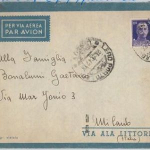 50763 - ITALIA  Lero GREECE-  Postal History - AIRMAIL COVER to ITALY 1942