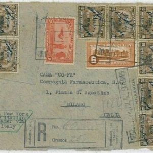 37539 - NICARAGUA - HISTORIA POSTAL - PORTADA a ITALIA 1936 VAPOR ITALIANO