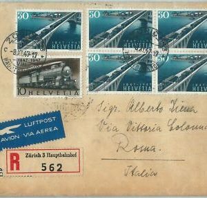 72056 - SWITZERLAND - POSTAL HISTORY - registered cover 1947 - TRAINS Railways