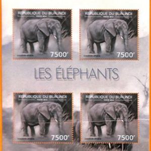 A5546 - BURUNDI - ERROR, 2012, MISPERF MINIATURE SHEET: Elephants