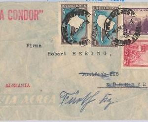 43421-ARGENTINA - postal history-AIRMAIL COVER Via condor to GERMANY-04.04.1938