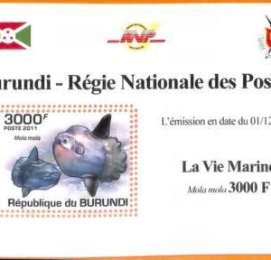 A5542 - BURUNDI, ERROR 2011 MISPERF SOUVENIR SHEET: Fish, Marine Life