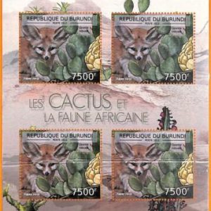 A5547 - BURUNDI - ERROR 2012 MISPERF MINIATURE SHEET: Cactus, Fennec fox, Africa
