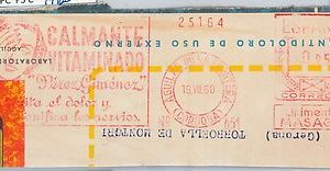 56754 - SPAIN - POSTAL HISTORY: Mechanical Postmark on CUT-OUT 1960 : MEDICINE