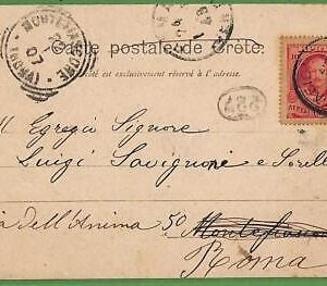 ad0878 - GREECE - Postal History - POSTCARD from IRAKLION to ITALY 1907 Forward