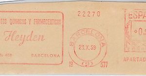 56735 - SPAIN - POSTAL HISTORY: Mechanical Postmark on CUT-OUT : Farmaceuticals