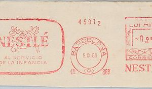 56733 - SPAIN - POSTAL HISTORY: Mechanical Postmark on CUT-OUT 1960: NESTLE