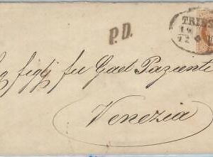 75027 - AUSTRIA - POSTAL STATIONERY COVER from TRIEST Trieste to VENICE 1868