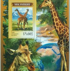M1492 - MOZAMBIQUE, ERROR, 2014 MISSPERF SHEET: Giraffes