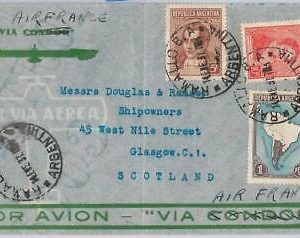 43455-ARGENTINA-postal history-AIRMAIL COVER Via AIR FRANCE to SCOTTLAND 17.1.37