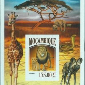 M1458 - MOZAMBIQUE - ERROR, 2013 IMPERF SHEET: African Fauna, Cobra, Giraffes