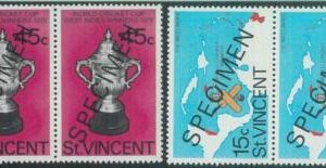 78402  - ST VINCENT  - STAMPS - 1975  Cricket World Cup -  MNH  pair SPECIMEN