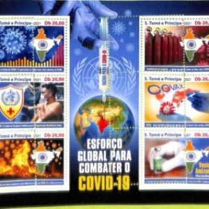 A8719 - S.TOME - ERROR MISPERF  Stamp Sheet -2021 MEDICINE,  RED CROSS