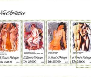 A8649a - S.TOME - ERROR MISPERF  Stamp Sheet -2013   Art, NUDES